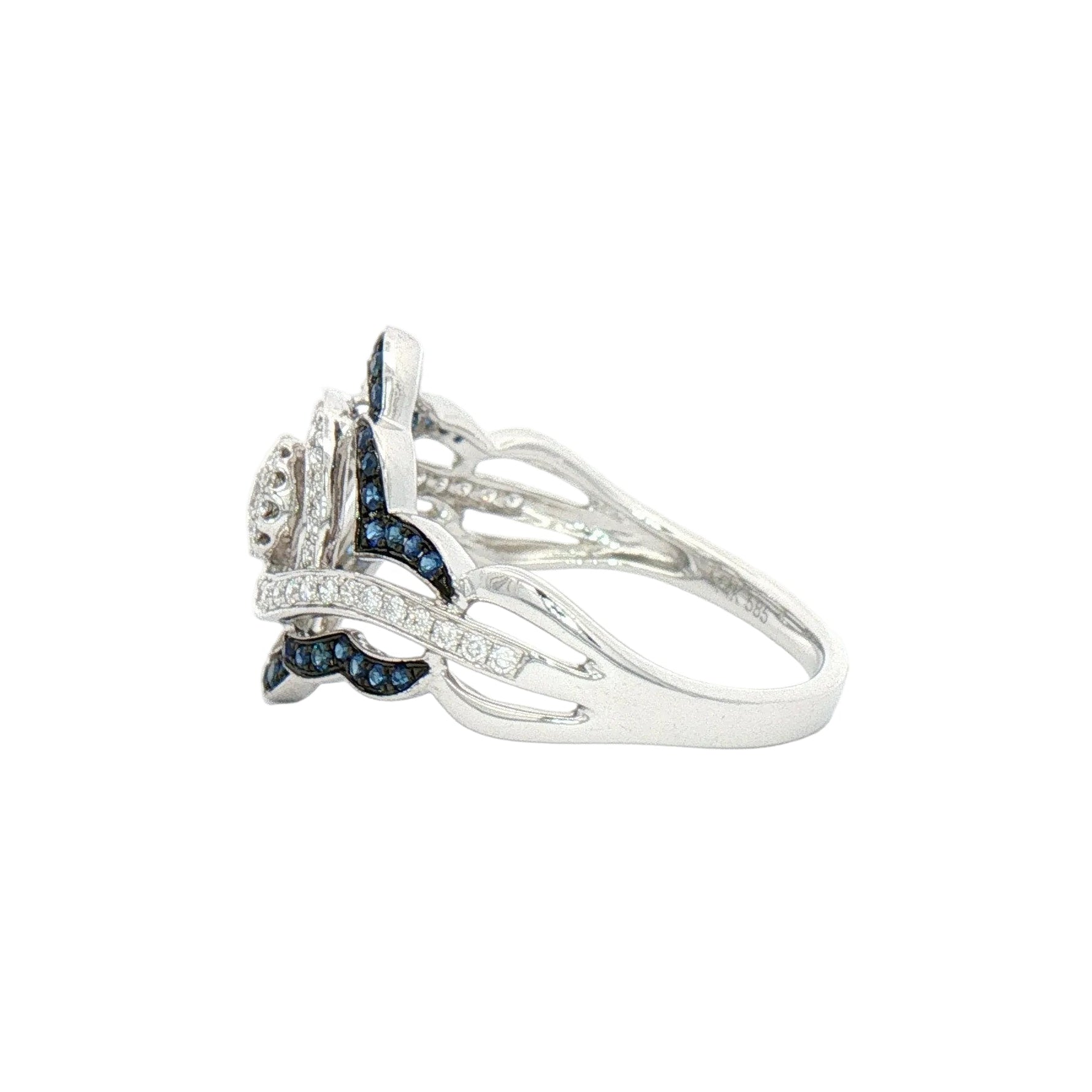 White Gold Sapphire and Diamond Fashion Ring.