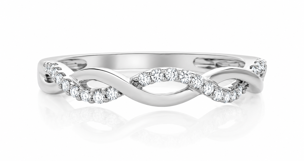 14K White Gold Diamond Twist Band
