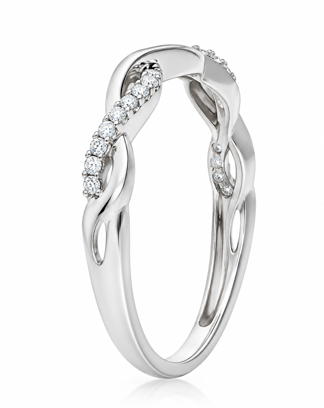 14K White Gold Diamond Twist Band