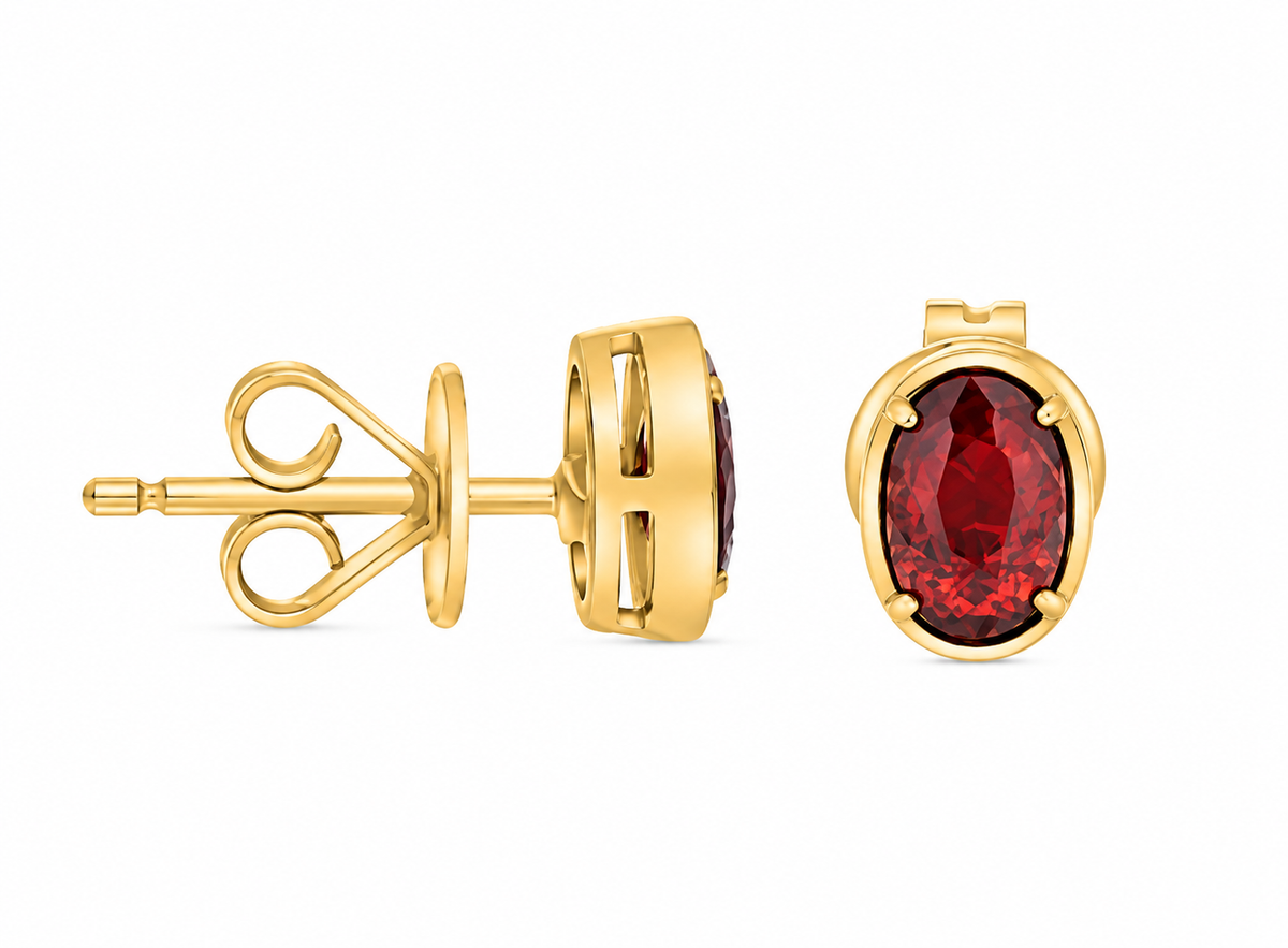 14K Yellow Gold Ruby Stud Earrings