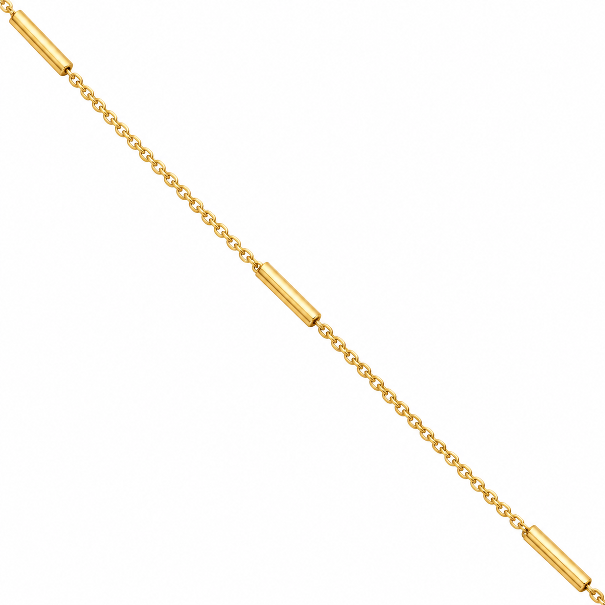 Midas 14K Yellow Gold Dainty Bar Station Chain bracelet, shown diagonally on a white background.