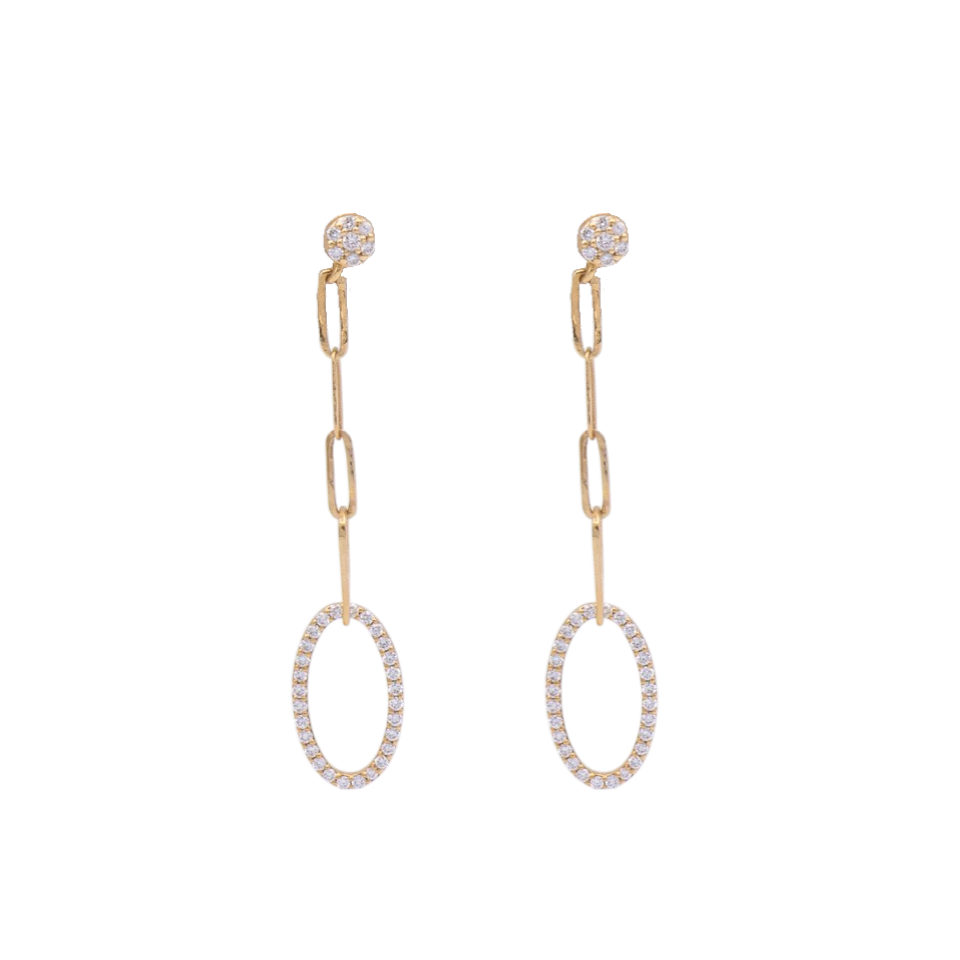 Afrin 18k Diamond Chainlink Hoops with crystal accents shown on a white background.