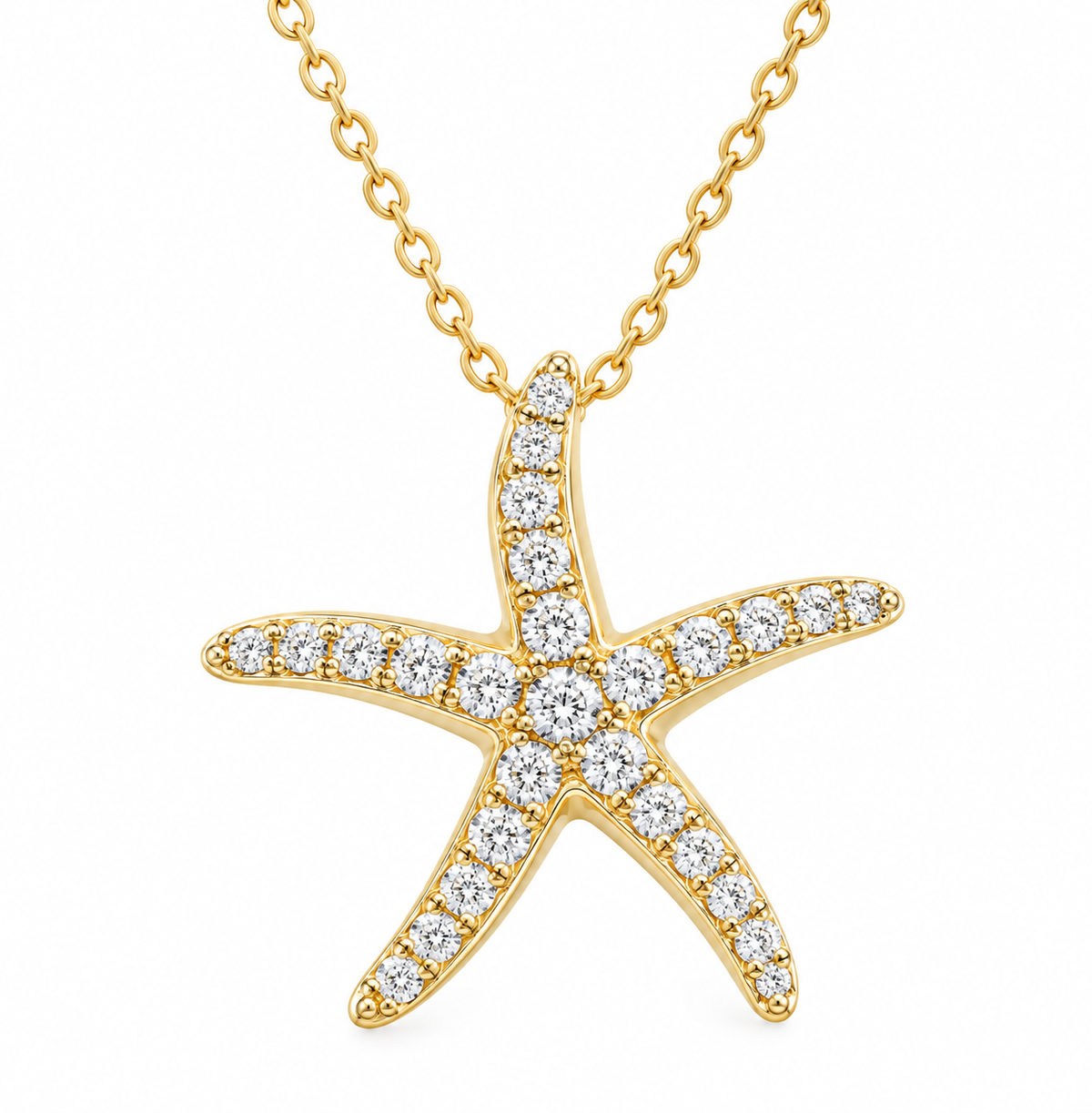 Shefi 14k. Diamond Starfish Necklace—ideal for those who love coastal-inspired jewelry style.