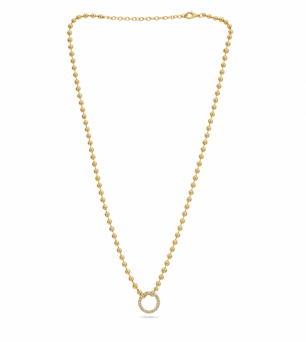 14K Yellow Gold Circle Diamond Necklace
