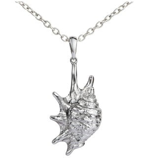 Alamea SS 925 Conch Shell Pendant features intricate details and a polished finish on a sterling silver chain.