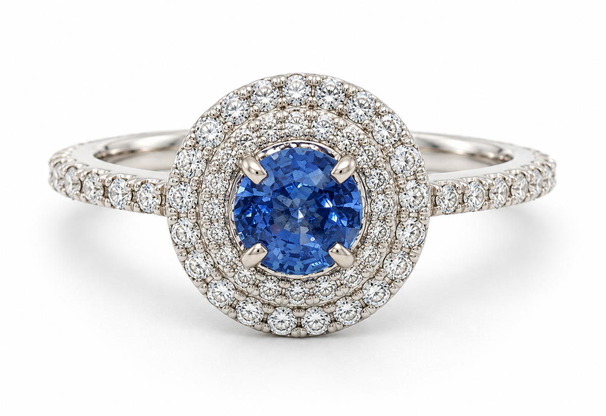 White Gold sapphire and diamond ring