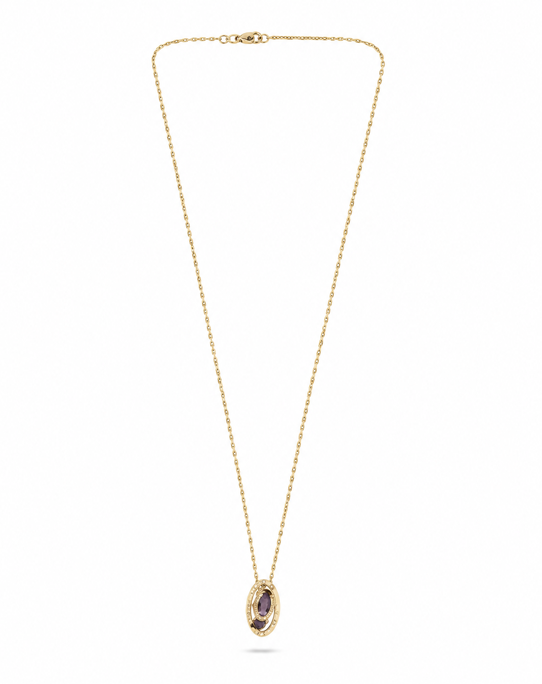 14K Yellow Gold Amethyst and Diamond Necklace