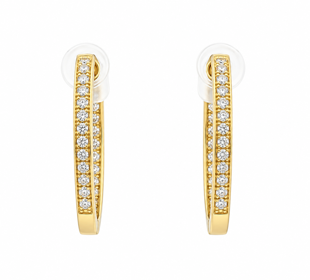 Estate Yellow Gold Diamond Hoop Earrings