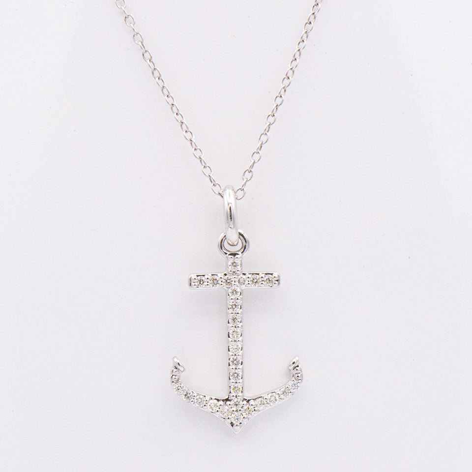 Shefi 14k Diamond Anchor Necklace: a delicate chain with a diamond anchor, perfect for nautical jewelry lovers.