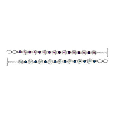 Two Michou SS & 22K Gold Vermeil bracelets with amethyst & blue topaz, featuring floral motifs.