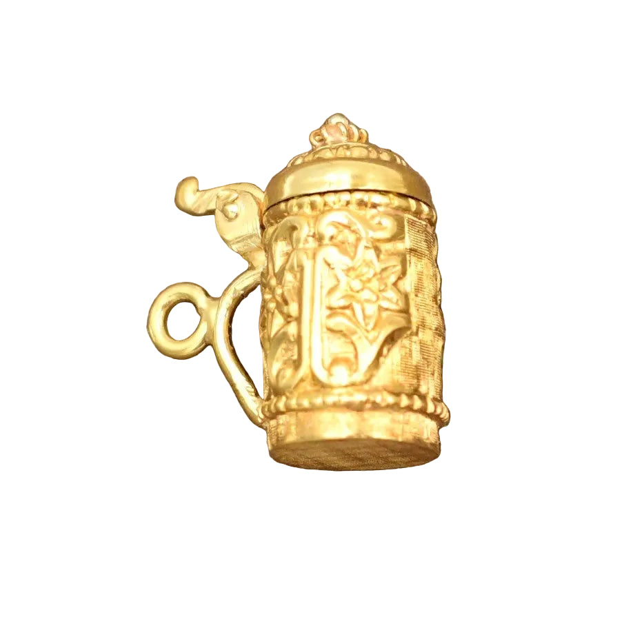 Kent Island Jewelry's Estate 14K Yellow Gold Beer Stein Charm Pendant features a vintage-inspired movable mug design.