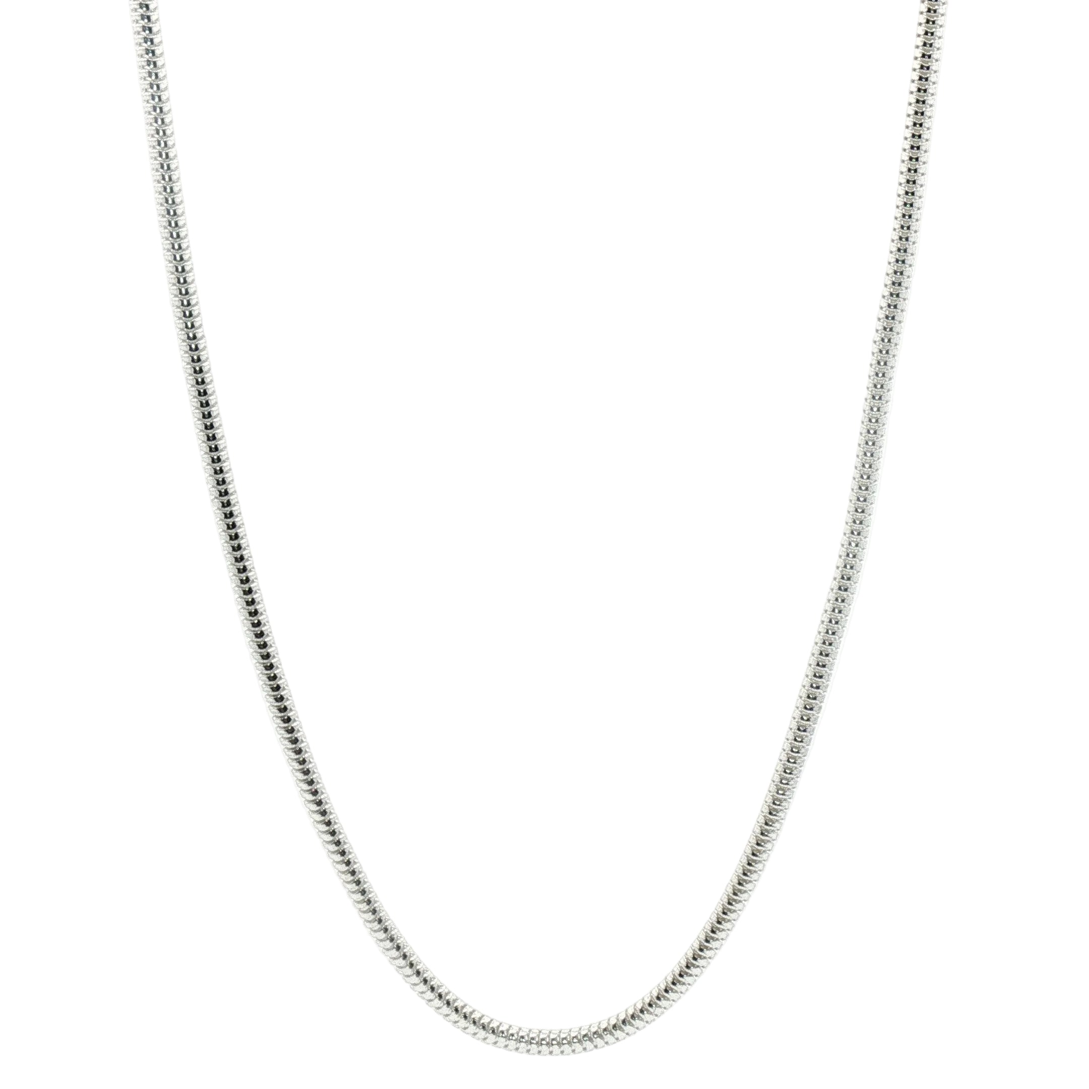 Kent Island Jewelry's SS 2.5mm Round Snake Chain 18" shines against a clean white background.