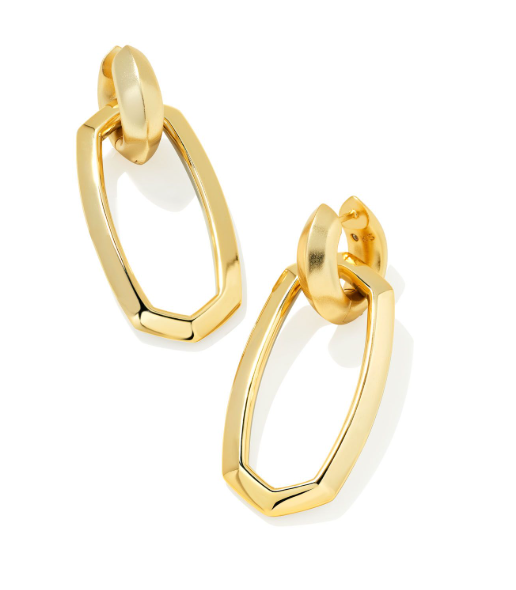 Kendra Scott DANIELLE LINK EARRINGS in gold/rhodium mixed metal with oval and rectangular interlocking shapes.