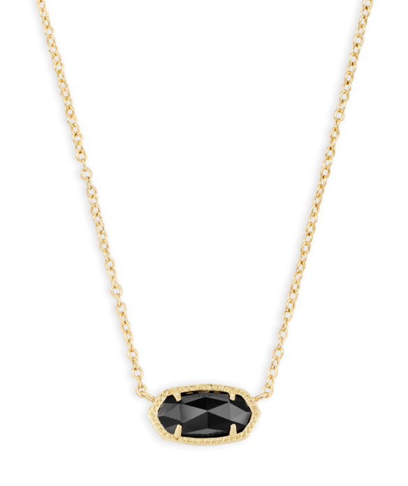 Kendra Scott Elisa Short Pendant Necklace Gold Black features a delicate stone on a stylish gold chain.