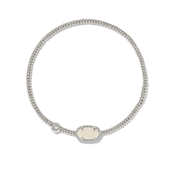 Kendra Scott GRAYSON STRETCH BRACELET in silver with iridescent drusy, perfect for your everyday stack.