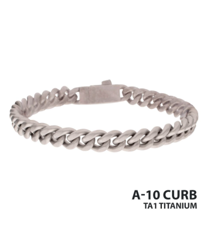Inox 8mm Titanium Flat Clasp Miami Cuban Bracelet by Inox shown on a white background.
