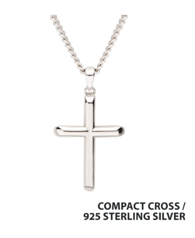 Inox 925 Sterling Silver Classica Cross Pendant on a flat diamond cut chain, labeled INOX in the corner.