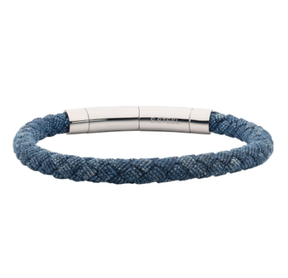 Inox Denim Blue Stainless Steel Bracelet with silver magnetic clasp by Inox, shown on a white background.