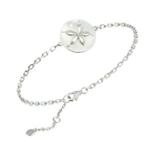Alamea SS 925 Sand Dollar Bracelet 6.5+1 IN features a round charm and secure lobster clasp closure.