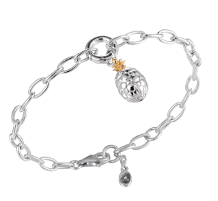 Alamea SS 925/14KY Pineapple Bracelet with a small oval tag charm near the clasp.