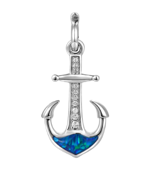Alamea SS 925 Opal Anchor Bracelet with blue opal inlay—an elegant piece from our Topaz Jewelry collection.