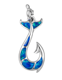 Alamea SS 925 Charm-Opal Fishhook with blue and green opal accents on a small loop for easy chain attachment.