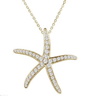 Alamea 14K Starfish Pendant features a 0.64 ct diamond set in sparkling yellow gold.