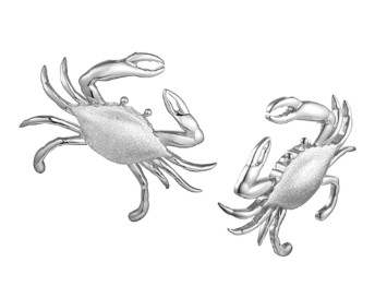 Alamea 925 Sterling Silver Crab Earrings with detailed claws and legs, shown on a white background.