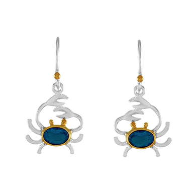 Michou’s Sterling Silver and 22K Gold Vermeil Earrings with blue stones, a unique nautical jewelry piece.