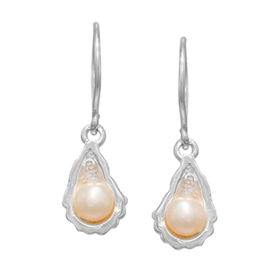 Michou Sterling Silver & 22K Gold Vermeil Earrings with luminous white freshwater pearl centers.