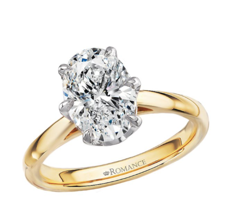 Romance Diamond and Sapphire Accented Semi-Mount Engagement Ring by Romance in classic 14kt yellow gold.
