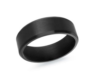 The Malo 7MM BLACK TANTALUM Men's Band with a matte finish stands.