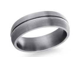 Silver colored tantalum ring with a brushed finish.