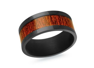 Black tantalum ring with a redwood inlay.