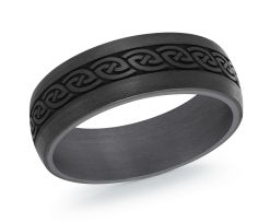 Black Tantalum & Carbon Fiber ring with Celtic knot design.