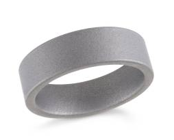 Gray colored tungsten men's band with sand finish.