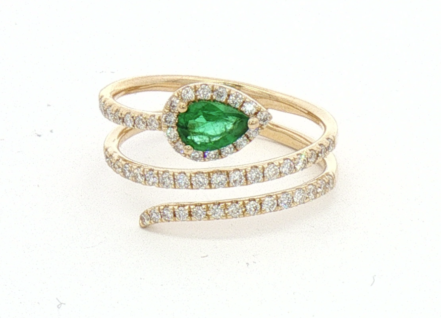 Yellow Gold Emerald and Diamond Ring.