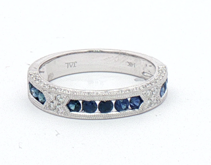 White Gold Sapphire and Diamond Band
