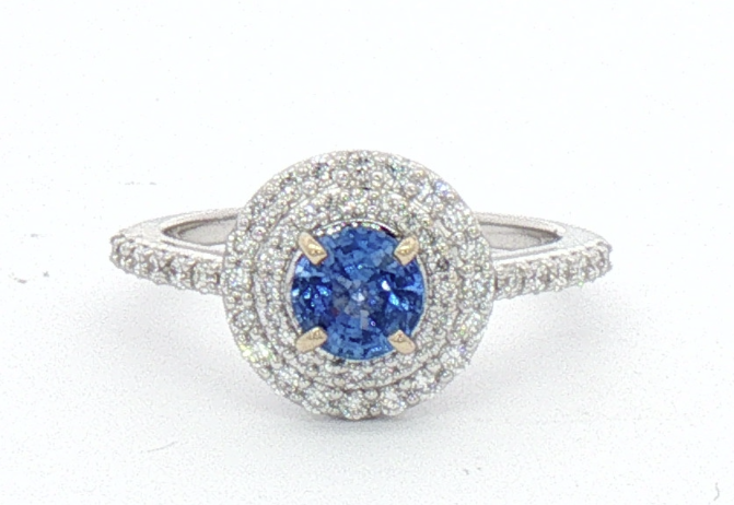 White Gold Sapphire and Diamond Ring.