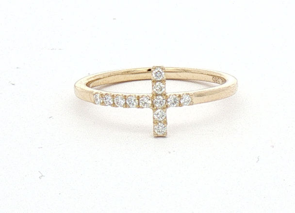 Yellow Gold Diamond Cross Ring