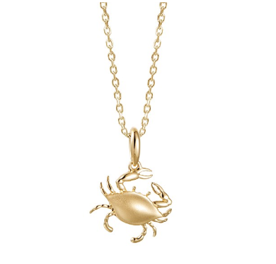 Alamea 14K Yellow Gold Crab Necklace—coastal jewelry inspired by Chesapeake Bay for ocean lovers.