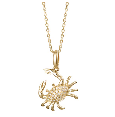 Alamea 14K Yellow Gold Diamond Crab Pendant—sparkling stones create an exquisite coastal-inspired jewelry piece.