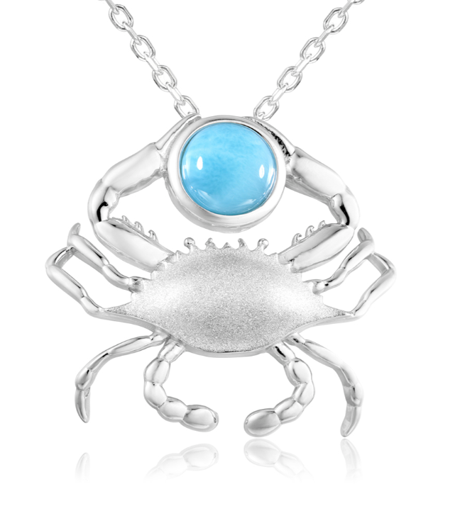 Sterling Silver Larimar Crab Pendant
