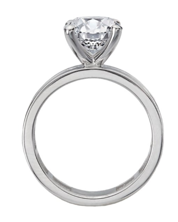 Side view of the Romance Diamond Semi-Mount Engagement Ring by Romance in 14kt white gold with a round-cut diamond setting.