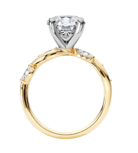 The Romance Wavy Band Semi-Mount Diamond Engagement Ring by Romance, shown on a white background.
