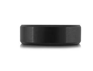 The Malo 7MM BLACK TANTALUM Men's Band with a matte finish stands.