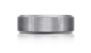 Silver colored tantalum ring with a satin finish.