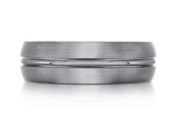Silver colored tantalum ring with a brushed finish.