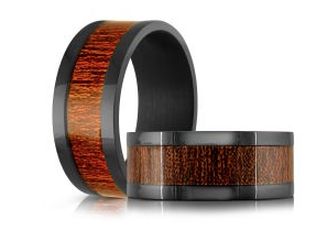 Black tantalum ring with a redwood inlay.