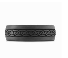 Black Tantalum & Carbon Fiber ring with Celtic knot design.